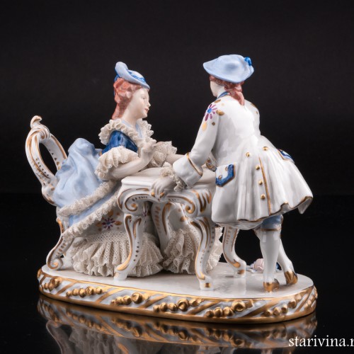 Вечерний пасьянс, пара, кружевная, Sitzendorf, Германия