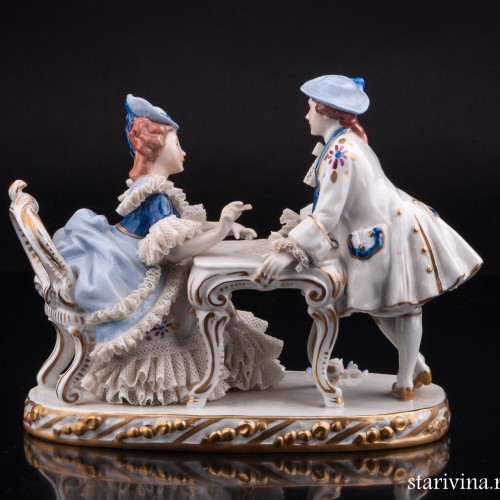 Вечерний пасьянс, пара, кружевная, Sitzendorf, Германия