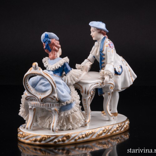 Вечерний пасьянс, пара, кружевная, Sitzendorf, Германия