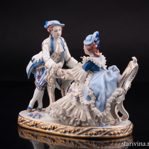 Вечерний пасьянс, пара, кружевная, Sitzendorf, Германия