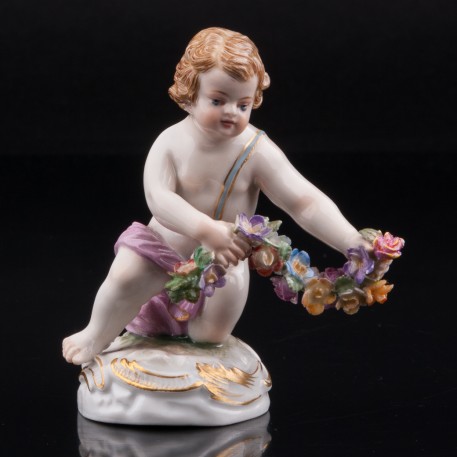 Путти с гирляндой цветов, миниатюра, Meissen, Германия, 19 в