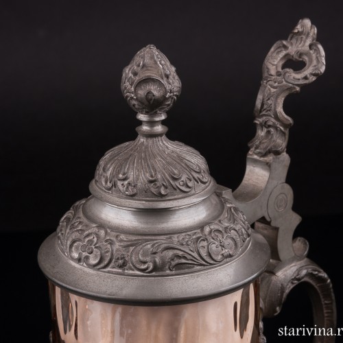 Стеклянная пивная кружка, 1/2 л, Германия, 1880 гг