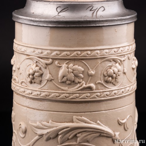 Пивная кружка E.H., 1 л, Villeroy & Boch, Германия, 1900 гг