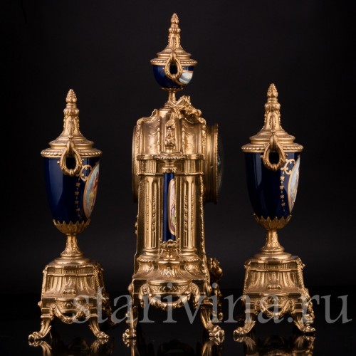 Каминные часы с двумя вазонами, Германия, 1970 гг