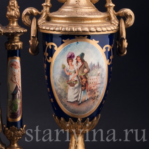 Каминные часы с двумя вазонами, Германия, 1970 гг