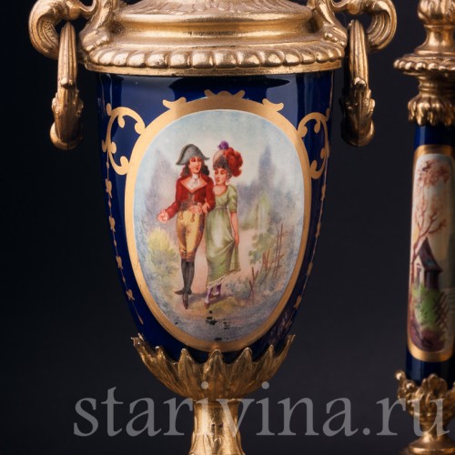 Каминные часы с двумя вазонами, Германия, 1970 гг
