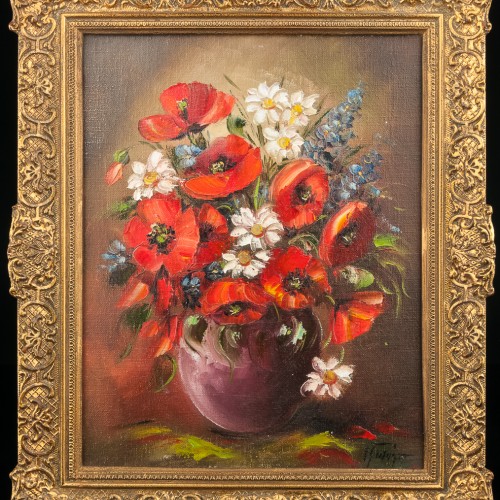 Картина маслом Букет с маками, натюрморт, , сер. 20 в.