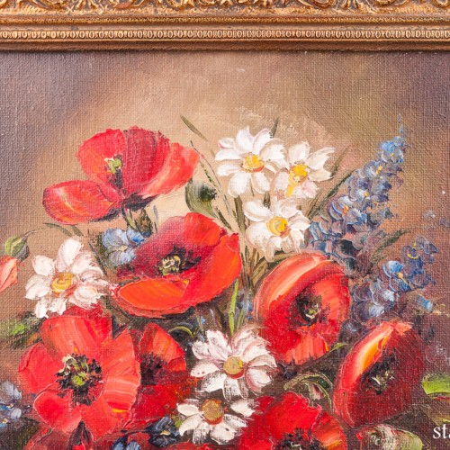 Картина маслом Букет с маками, натюрморт, , сер. 20 в.