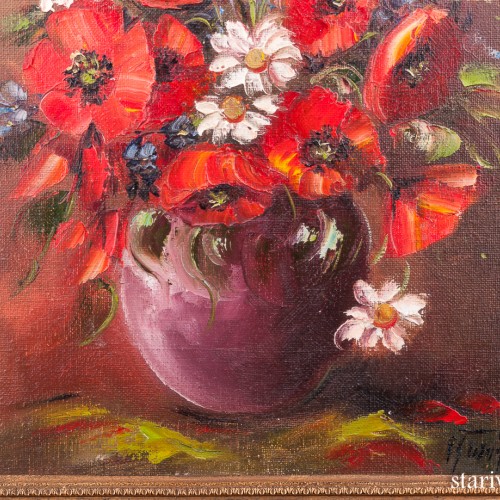 Картина маслом Букет с маками, натюрморт, , сер. 20 в.