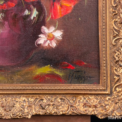 Картина маслом Букет с маками, натюрморт, , сер. 20 в.