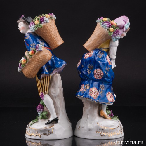 Пара с корзинами фруктов, Sitzendorf, Германия, пер. пол. 20 в