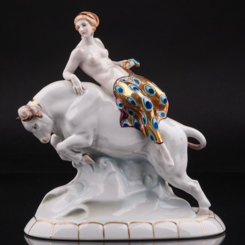 Похищение Европы, обнаженная на быке, Hertwig & Co, Германия, 1920-30 гг