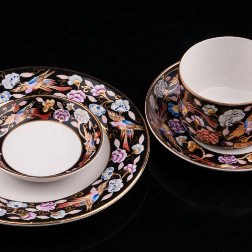 Чайный набор Райские птицы, 4 предмета, Вербилки, СССР, 1946-50 гг