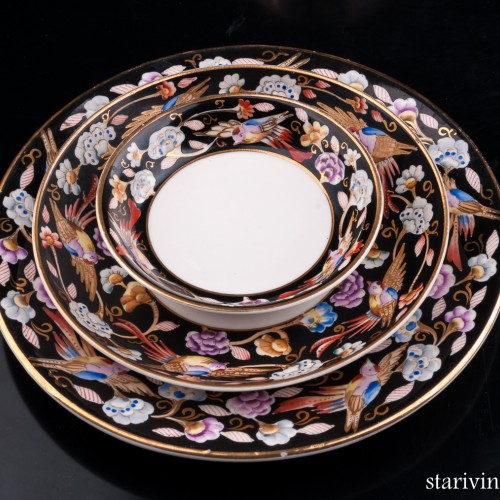 Чайный набор Райские птицы, 4 предмета, Вербилки, СССР, 1946-50 гг