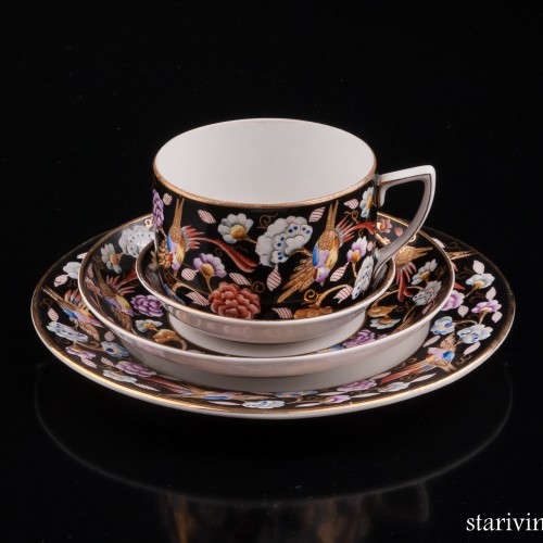 Чайный набор Райские птицы, 4 предмета, Вербилки, СССР, 1946-50 гг