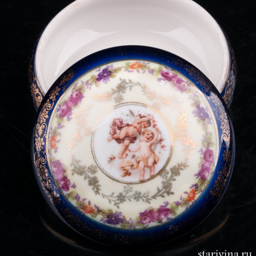 Фарфоровая шкатулка Путти, Ilmenau, Германия, 1930-38 гг