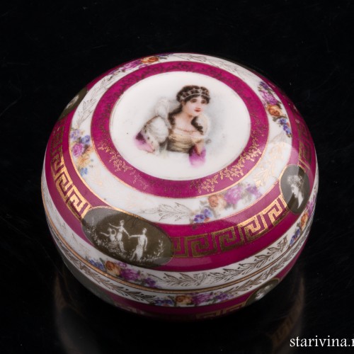 Фарфоровая шкатулка Портрет дамы, Ilmenau, Германия, пер. пол. 20 в