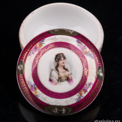 Фарфоровая шкатулка Портрет дамы, Ilmenau, Германия, пер. пол. 20 в