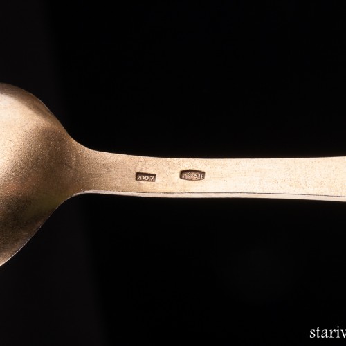 Чайные ложки, серебро, золочение, 2 шт, СССР, сер. 20 в