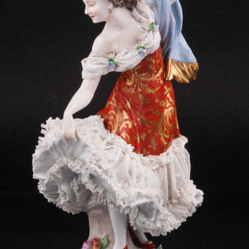 Балерина в красном платье, кружевная, Volkstedt, Германия, до 1935 г