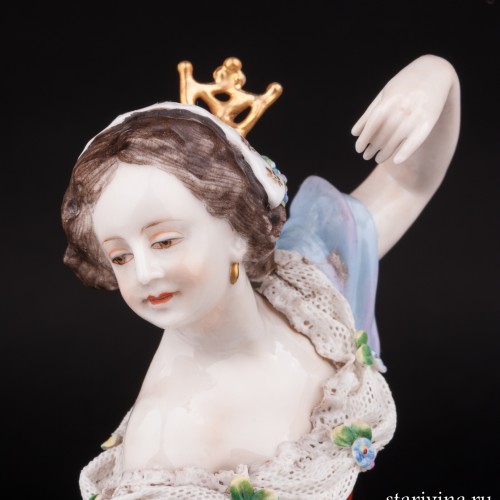 Балерина в красном платье, кружевная, Volkstedt, Германия, до 1935 г