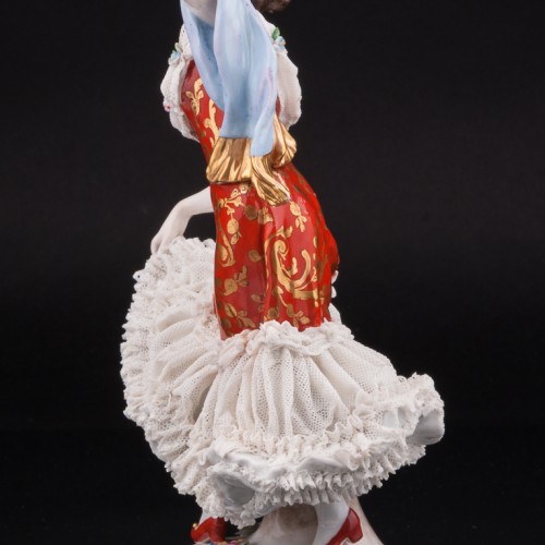 Балерина в красном платье, кружевная, Volkstedt, Германия, до 1935 г