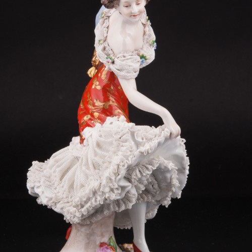 Балерина в красном платье, кружевная, Volkstedt, Германия, до 1935 г