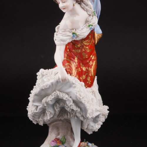 Балерина в красном платье, кружевная, Volkstedt, Германия, до 1935 г
