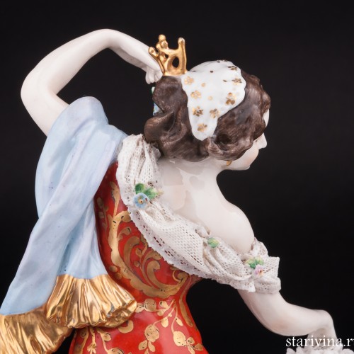 Балерина в красном платье, кружевная, Volkstedt, Германия, до 1935 г