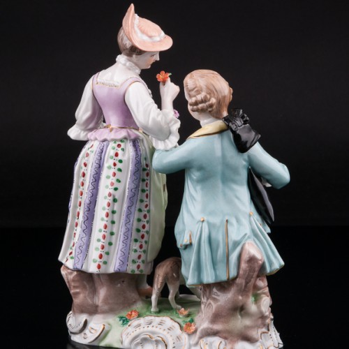 Пара с цветами и собачкой, Carl Thieme, Германия, сер. 20 в