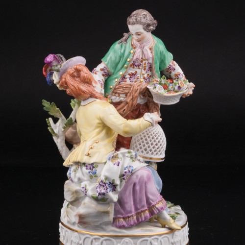 Пара с птичьей клеткой и корзиной цветов, Meissen, Германия, 1951 г
