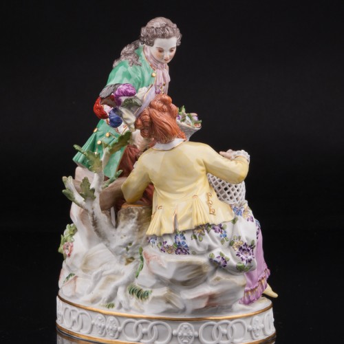 Пара с птичьей клеткой и корзиной цветов, Meissen, Германия, 1951 г