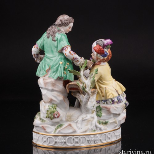 Пара с птичьей клеткой и корзиной цветов, Meissen, Германия, 1951 г