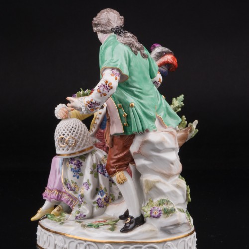 Пара с птичьей клеткой и корзиной цветов, Meissen, Германия, 1951 г