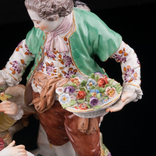 Пара с птичьей клеткой и корзиной цветов, Meissen, Германия, 1951 г