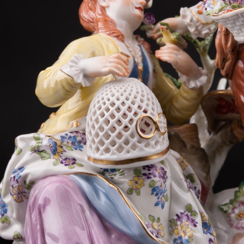 Пара с птичьей клеткой и корзиной цветов, Meissen, Германия, 1951 г