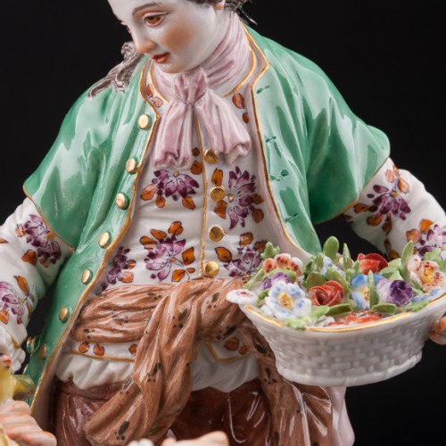 Пара с птичьей клеткой и корзиной цветов, Meissen, Германия, 1951 г