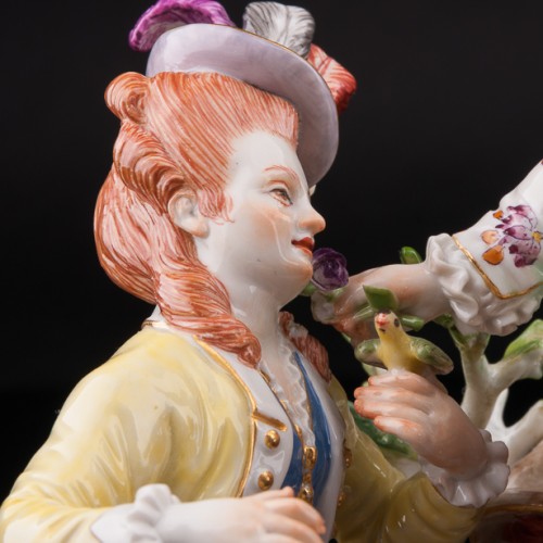 Пара с птичьей клеткой и корзиной цветов, Meissen, Германия, 1951 г