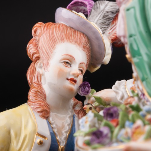 Пара с птичьей клеткой и корзиной цветов, Meissen, Германия, 1951 г