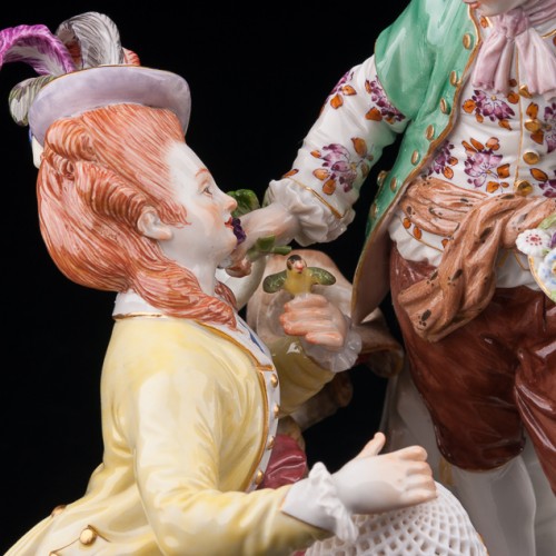 Пара с птичьей клеткой и корзиной цветов, Meissen, Германия, 1951 г