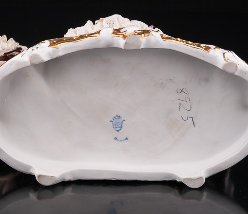 Пара с книжкой и скрипкой, кружевная, Unterweissbach, Германия, 1960 гг