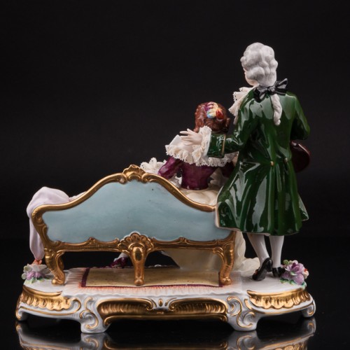 Пара с книжкой и скрипкой, кружевная, Unterweissbach, Германия, 1960 гг