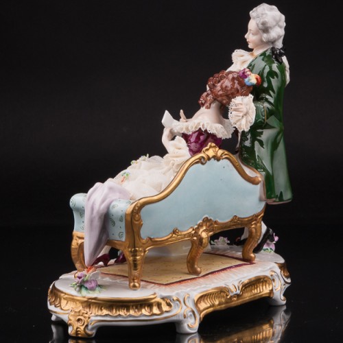 Пара с книжкой и скрипкой, кружевная, Unterweissbach, Германия, 1960 гг