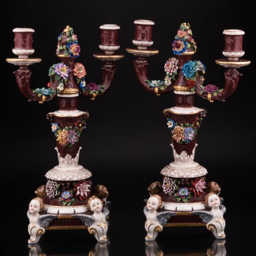 Два канделябра с цветами, Ackermann & Fritze, Германия, нач. 20 в