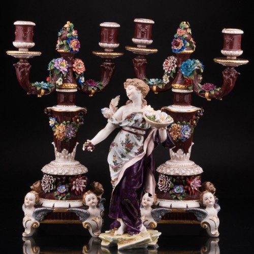 Два канделябра с цветами, Ackermann & Fritze, Германия, нач. 20 в