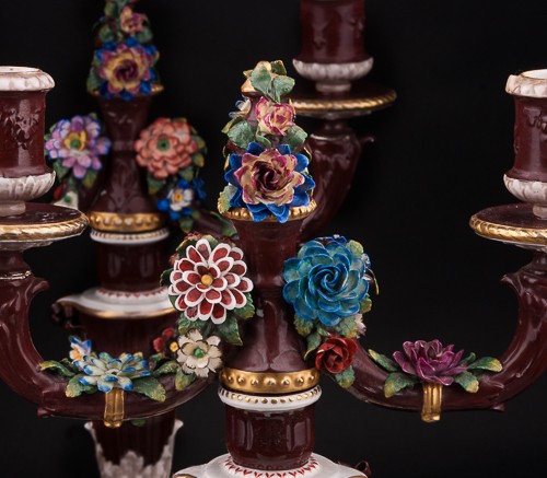 Два канделябра с цветами, Ackermann & Fritze, Германия, нач. 20 в