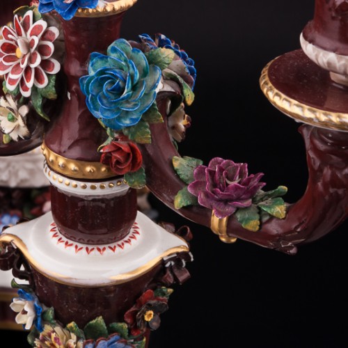 Два канделябра с цветами, Ackermann & Fritze, Германия, нач. 20 в