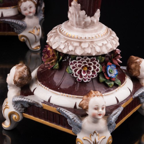 Два канделябра с цветами, Ackermann & Fritze, Германия, нач. 20 в