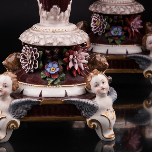 Два канделябра с цветами, Ackermann & Fritze, Германия, нач. 20 в