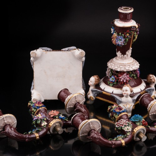 Два канделябра с цветами, Ackermann & Fritze, Германия, нач. 20 в